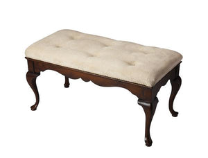 Benches - Butler Specialty Traditional Plantation Cherry Finish Upholstered Bench