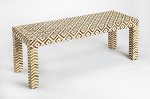 Benches - Butler Specialty Modern Wood & Bone Inlay Bench