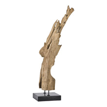 Load image into Gallery viewer, Natural Teak Wood Sculpture On Black Marble Stand Medium