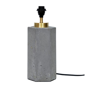 Moe's Pantheon Table Lamp Cement Base With Brass Accents and Linen Shade