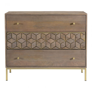 Moe's Corolla 3 Drawer Chest Solid Mango with an Iron Base