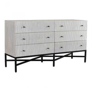 Moe's Faceout 6 Drawer Dresser Solid White Mango Frame with Black Iron Base